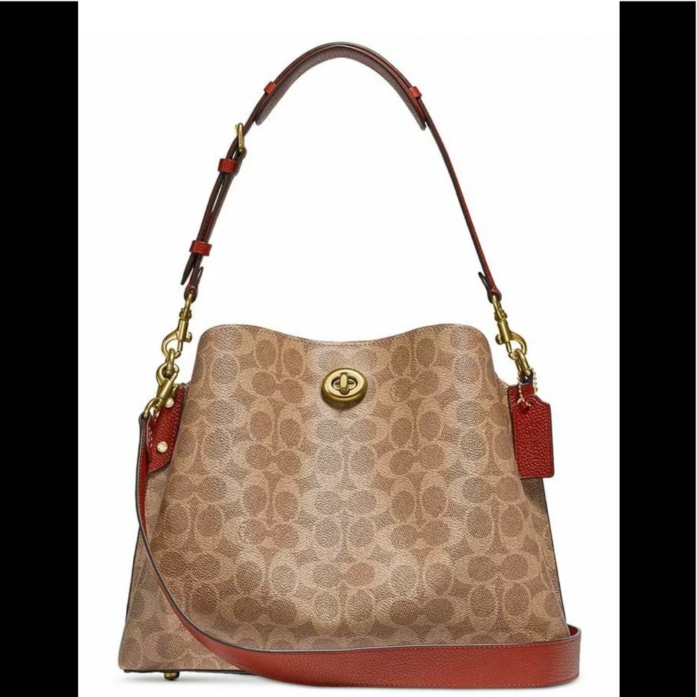 Coach Willow C2745 Brass/Tan/Rust Shoulder Bag In Signature Canvas